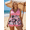 Pink plus size swimsuit, variant on Plus Size Tankini Swimsuits for Women Tummy Control Two Piece Modest Bathing Suit with Boyshorts, Flowy V Neck Ruched Full Coverage Swim Top Multicolor Tropical Floral Heart Wave Print Quick Dry Stre