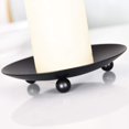 thumbnail image 2 of Portavelas con placa de hierro negro, plato decorativo para vela de pilar de hierro, juego de 2, 4,37 pulgadas de profundidad x 0,78 pulgadas de alto, soporte para vela de pedestal, 2 of 5