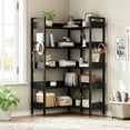 thumbnail image 1 of GloryStar 5-Tier Corner Bookshelf, Convertible L-Shaped Bookcase with Industrial Metal Frame, Multi-Functional Storage Shelf for Living Room, Home Office, Study, 1 of 8