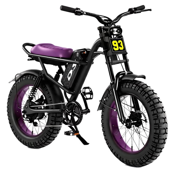 DRIFT.SLIDE D93 Pro Electric Bike for Adults, 1500W Peak Ebike, 20 Mountain Bike, 48V 20.8Ah Waterproof Removable Battery, 37 mph Max – Purple