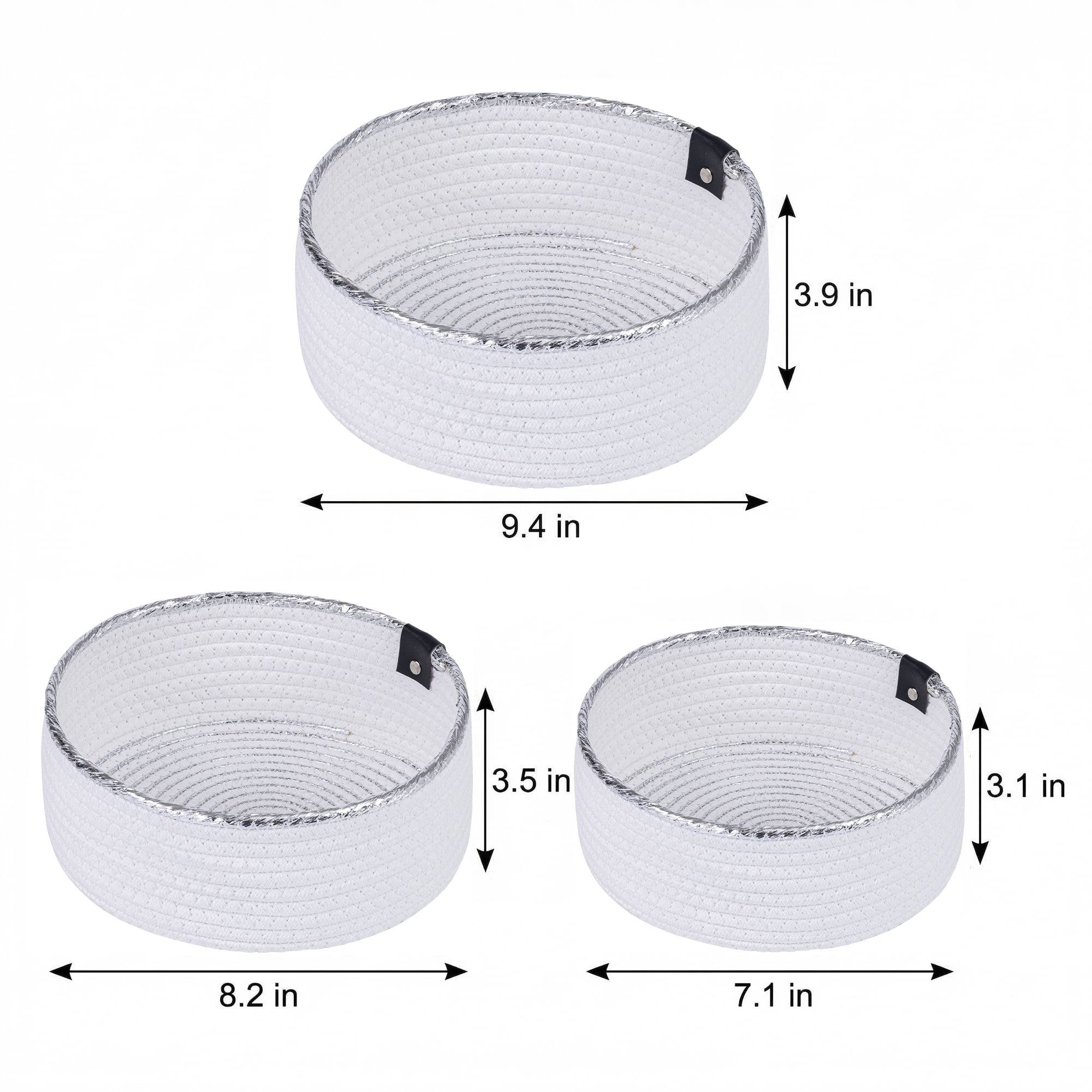 Unique Bargains 3pcs Woven Storage Basket for Key Tray Bowl White 3pcs