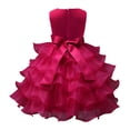 thumbnail image 3 of URMAGIC 0-5 Years Infant Baby Girl Ruffle Sleeveless Dresses Kids 3D Flower Lace Pageant Party Wedding Formal Gown, 3 of 3