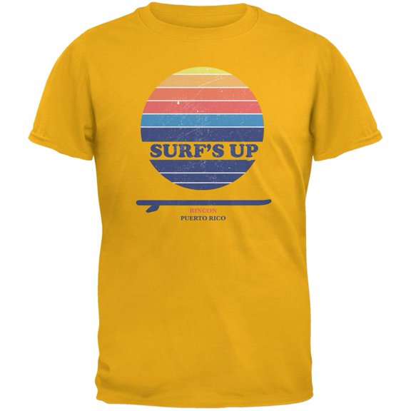 Surf's Up Rincon Beach Gold Adult T-Shirt - Large