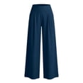 thumbnail image 5 of Women's Cotton Blend Pleated Straight Leg Pants, Elastic Waist, Side Pockets, Front Pleats, Relaxed Fit, 5 of 9