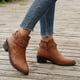 thumbnail image 4 of NECHOLOGY Botas Mujer Adulto Femenino Zapatos Botines mujer Botas con hebilla de cinturón de Metal de mezclilla Retro zapatos de mujer nueva manga de tacón de mujer (Brown, 6.5), 4 of 7