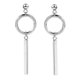 thumbnail image 1 of Pendientes de acero inoxidable Yashi en tono plateado con forma de barra y aro colgantes, 1 of 4