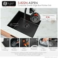 thumbnail image 3 of Stylish Dual Mount 22" Black Composite Granite Single Bowl Kitchen Sink with Strainer S-822N, 3 of 12