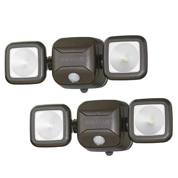 Projecteur de Sécurité à Double Tête LED à Détection de Mouvement Sans Fil Haute Performance 500 Lumens, Marron, Lot de 2