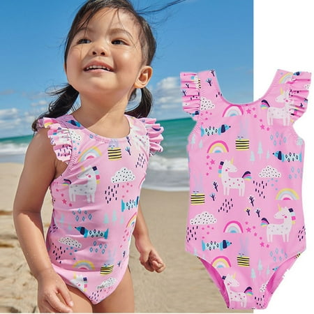 

Girls Swimsuit One Piece Swimsuit 1-5T Girl Sleeveless Swimming Wear Rainbow Mermaid Swimwear For Children Summer Bathing Suits