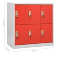 thumbnail image 2 of vidaXL Locker Cabinets 2 pcs Light Gray and Red 35.4"x17.7"x36.4" Steel, 2 of 9