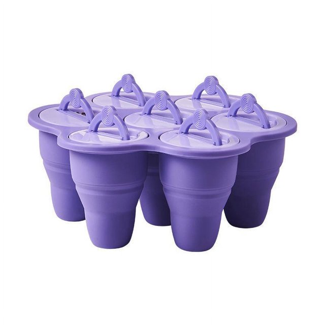 (Morado) Molde para paletas, molde plegable para paletas, molde de silicona para paletas de 7 cavidades para paletas y helados caseros, sin BPA