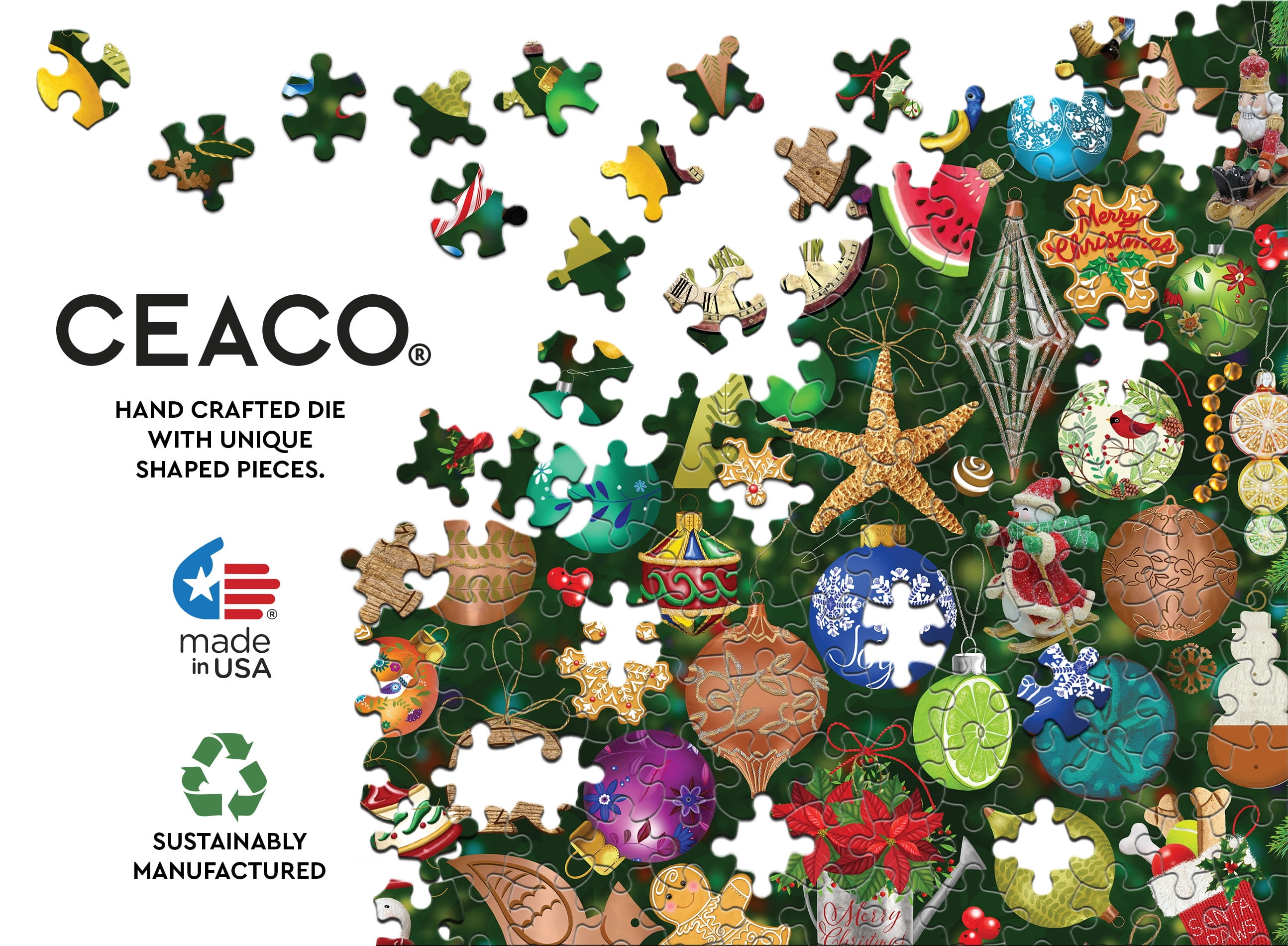 Ceaco 1000 Piece Christmas Ornament Collection (Tracy Flickinger) Interlocking Jigsaw Puzzle