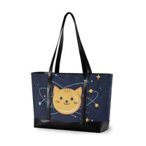FORMRS Laptop Tote Bag for Women with 15.6" Computer Compartments Handbag, Orange Cat Planet