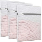 3Pack ExtraHeavy Duty Mesh Laundry Bags, Durable Delicates Net Wash Bag for Bra Lingerie, Underwear, Socks, Sweaters and Garment, Travel Organization Washing Bag