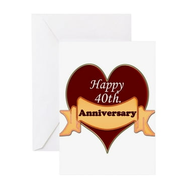CafePress - Happy 40Th. Anniversary Greeting Cards - Greeting Card, Blank Inside Glossy