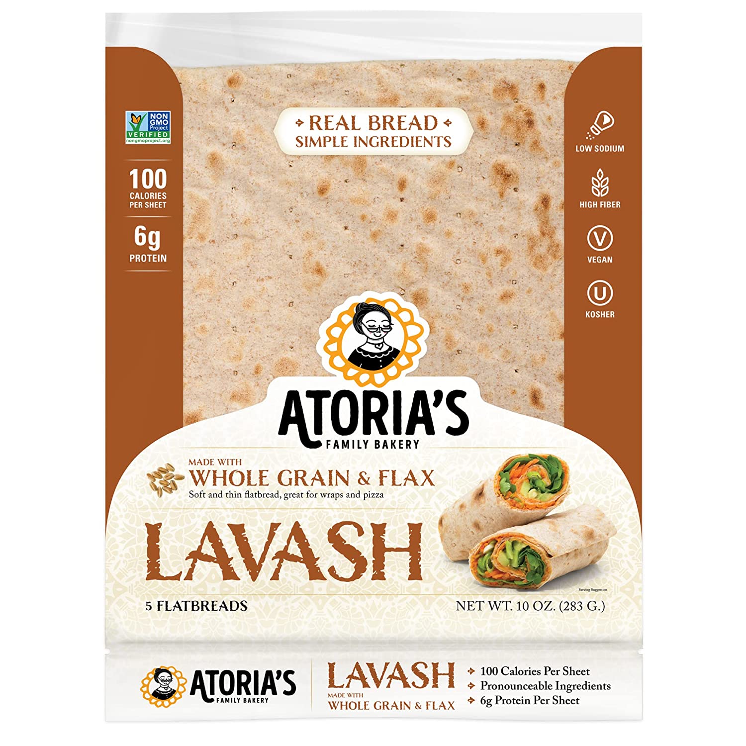 Lavash With Whole Grain & Flax Flatbread 10Packs Of 5 Flatbread