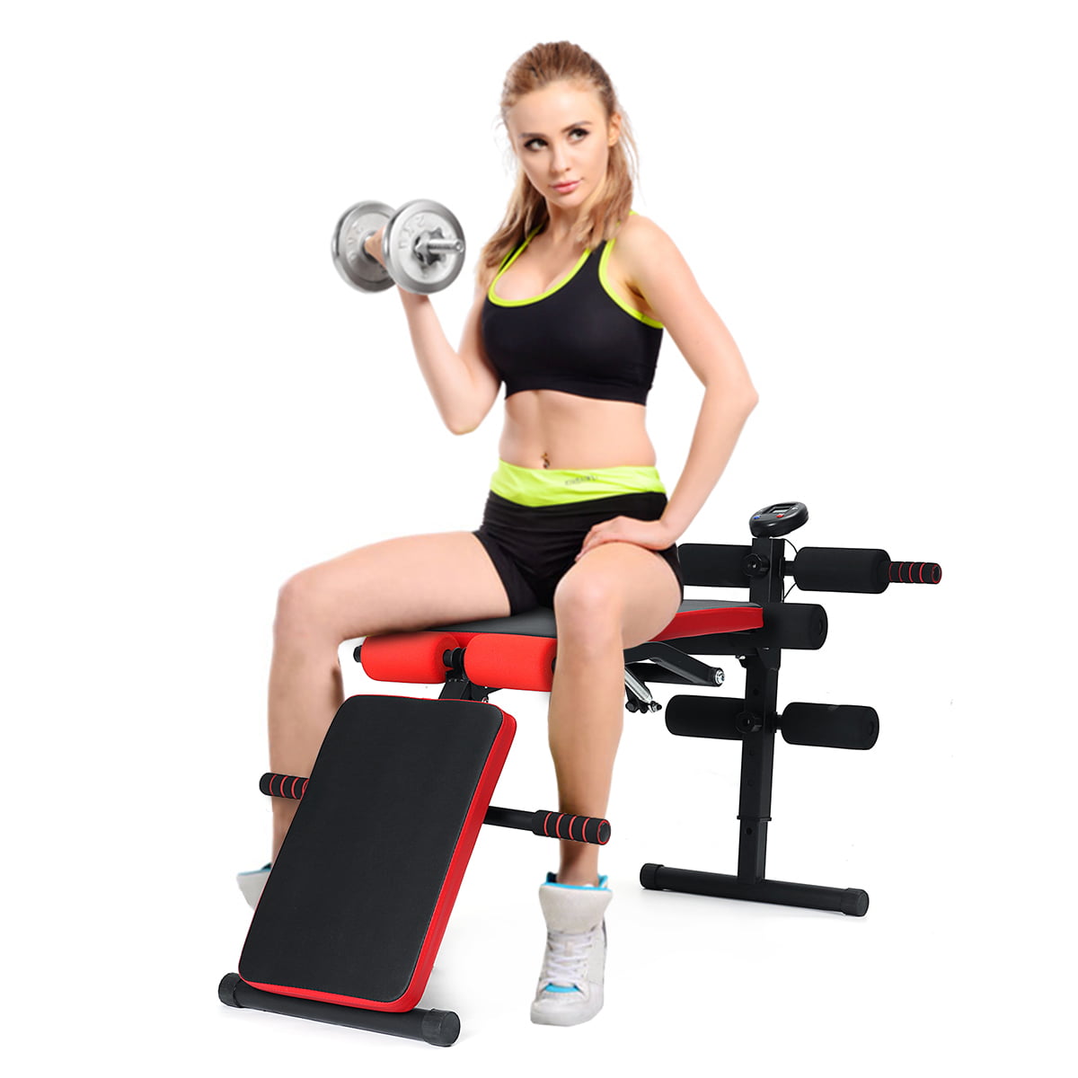 Sit Up Bench Suitable Men and Women Black Incline Decline Bench with Resistance Bands Workout Full Body for Home Gym Abdominal Exercise Equipment 