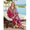 thumbnail image 5 of HAPPY BAY Women's Summer African Beach Maxi Plus Size Ethnic Print Caftan Casual Slit Dress Loungewear Dashiki Dresses for Women 2X-3X Rose, Blossom, 5 of 5