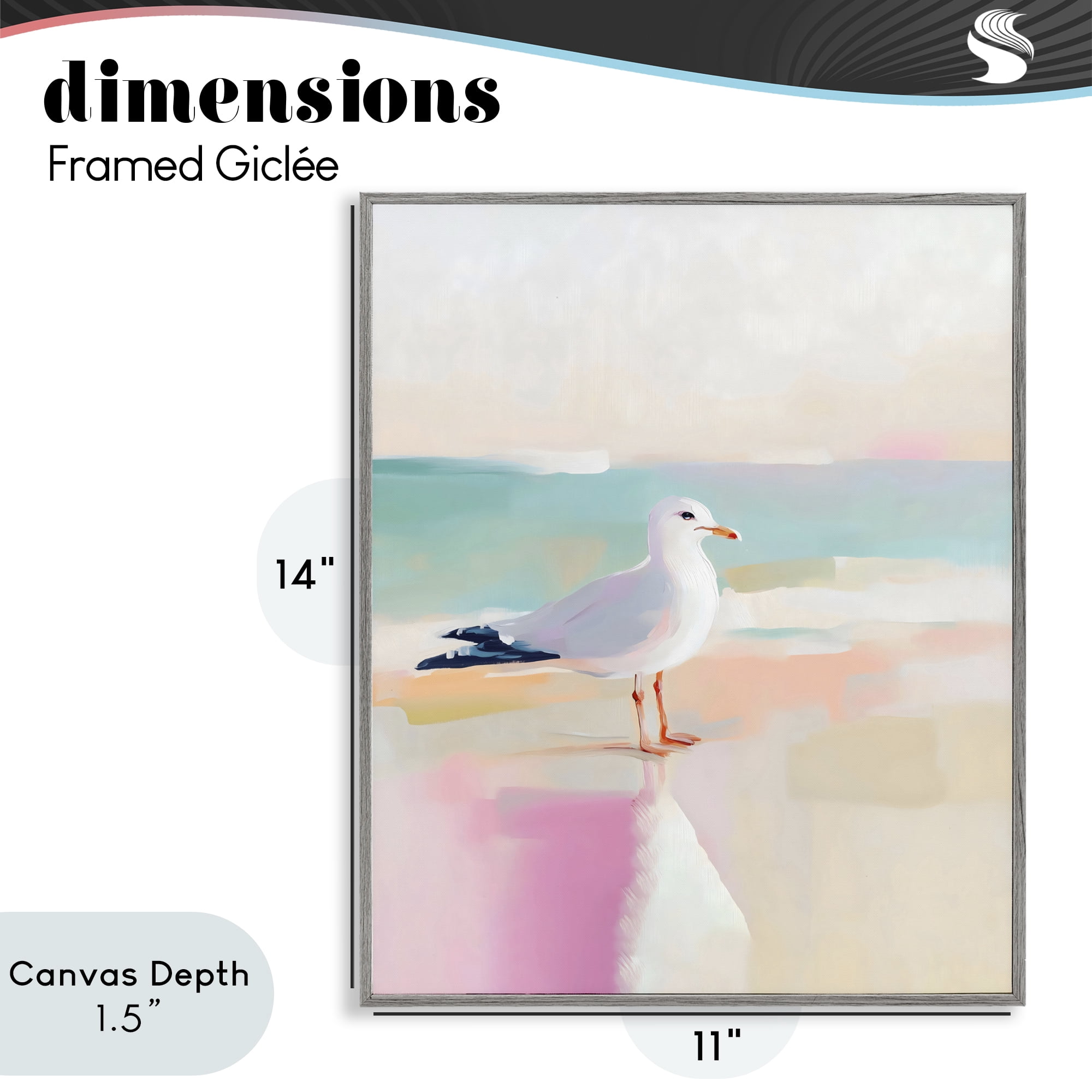 Stupell Industries Seagull Beach Tranquil Reflection Gray Framed Giclee Art, design by The Prints Vibe