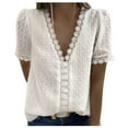 thumbnail image 2 of Levmjia Fashion Women's Plus Size Tops Women Fashion Lace Short Sleeve Casual T-shirt V-neck Solid Color Top, 2 of 5