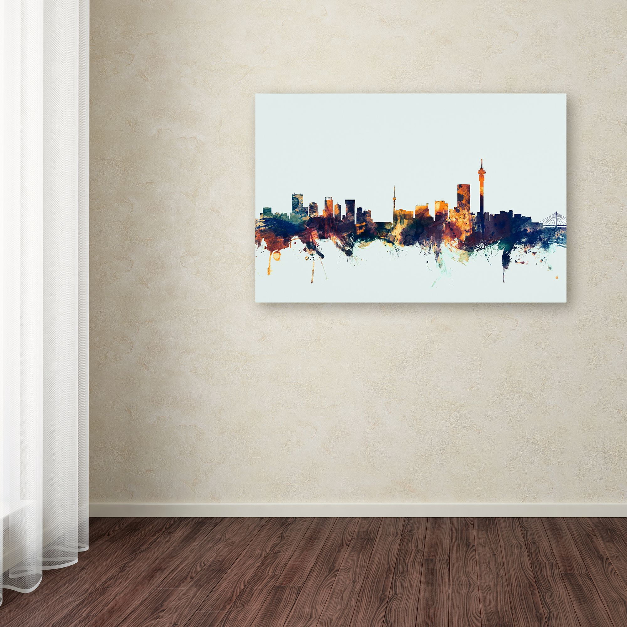 Trademark Fine Art "Johannesburg Skyline Blue" Canvas Art by Michael Tompsett