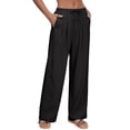 thumbnail image 3 of Fantaslook Wide Leg Pants for Women High Waisted Drawstring Pleated Trousers Pants Summer Casual Work Pants with Pockets, 3 of 8