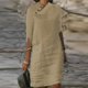 thumbnail image 1 of Summer Casual Dress Women Button Neck Design Half Sleeve Mini Dresses For Women Elegant Loose Beach Party DressesL Gao Jinjia LED, 1 of 2