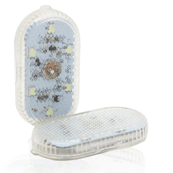 Riwesomey Paquete de 2 luces de decoración de automóviles de plástico Interior 6 LED con pilas sellado a prueba de polvo 5V 120mA lámpara con Sensor Bombillas para automóviles Blanco