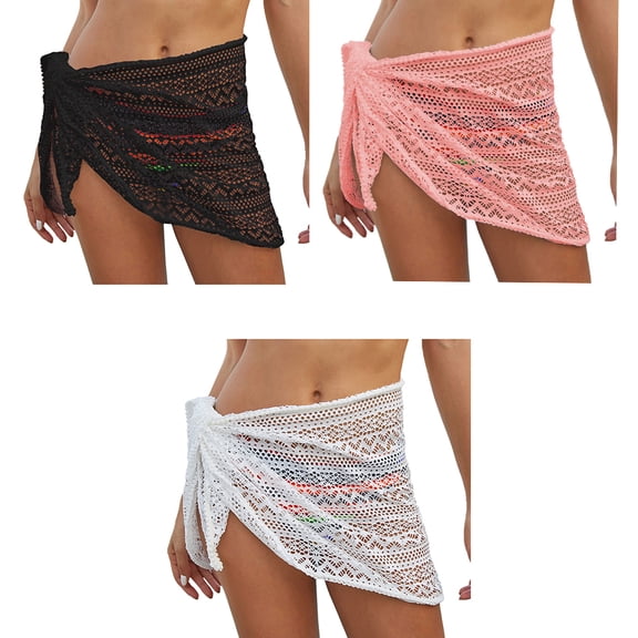 Women's Short Lace Bikini Wraps Beach Wrap Skirt Crochet Swimsuit Cover Up