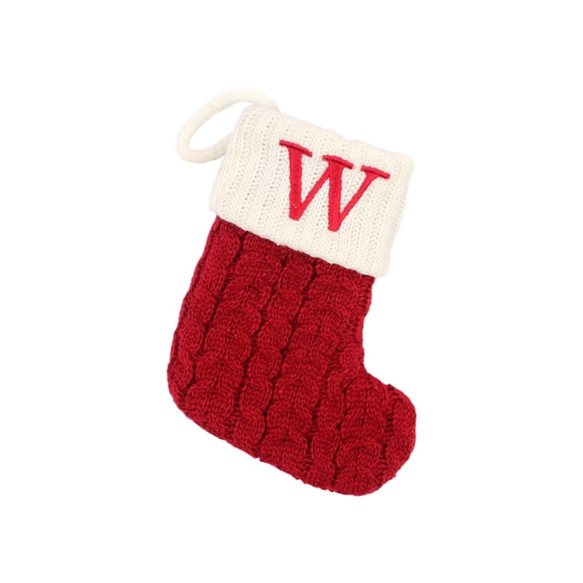 TIELUTT Bas de Noël avec Initiales Grandes Lettres Brodées Tricotées Rouges 12 Jours de Cartes de Chansons de Noël Flocons de Neige Acryliques Grandes Sucettes Décorations de Noël Ruban Lustre Flocons de Neige Perles