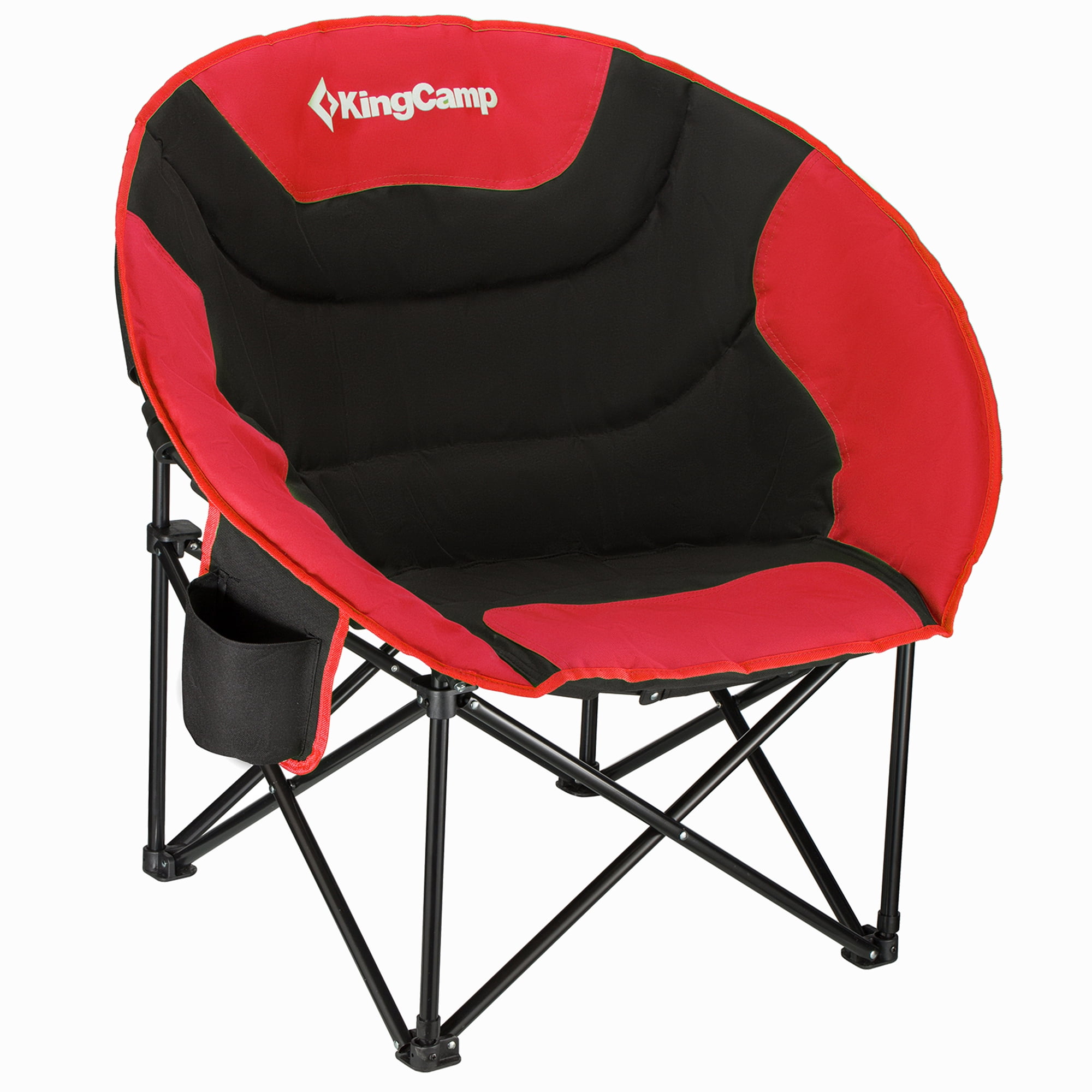 KingCamp Folding Camping Chair Oversized Round Chair with Cup Holder, Red