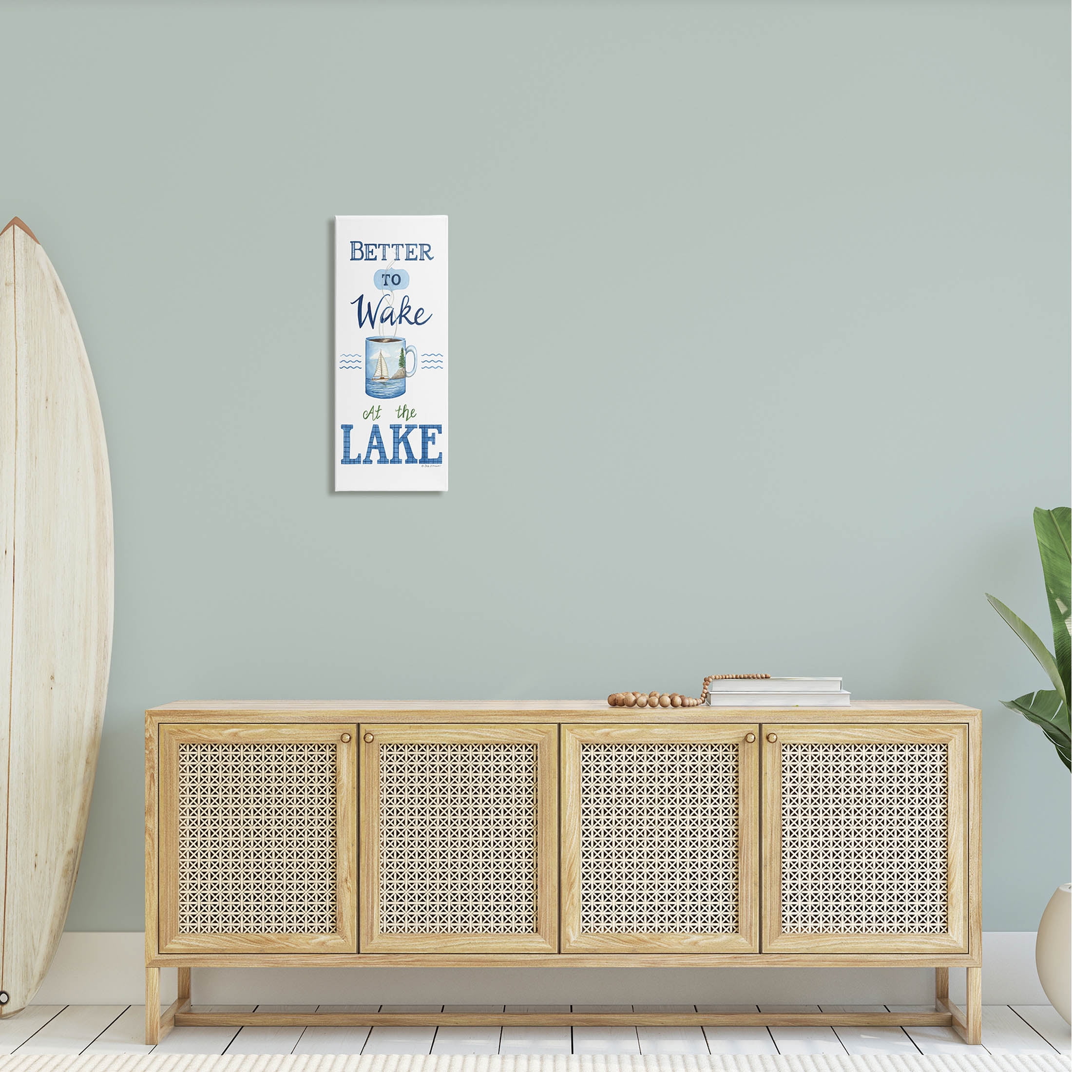 Better To Wake At Lake Coffee Phrase Inspirational Graphic Art Gallery Wrapped Canvas Print Wall Art