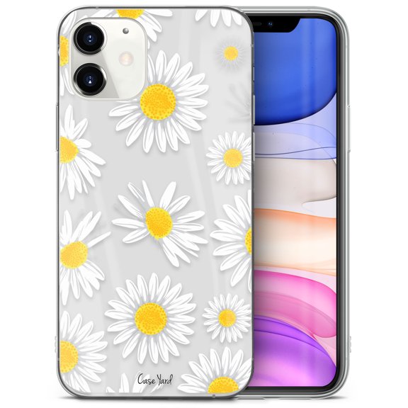 Case Yard iPhone-12-Mini Case Clear Soft & Flexible TPU Ultra Low Profile Slim Fit Thin Shockproof Transparent Bumper Protective Cover Drop Protective Cell Phone Cases (Daisy Wheels)