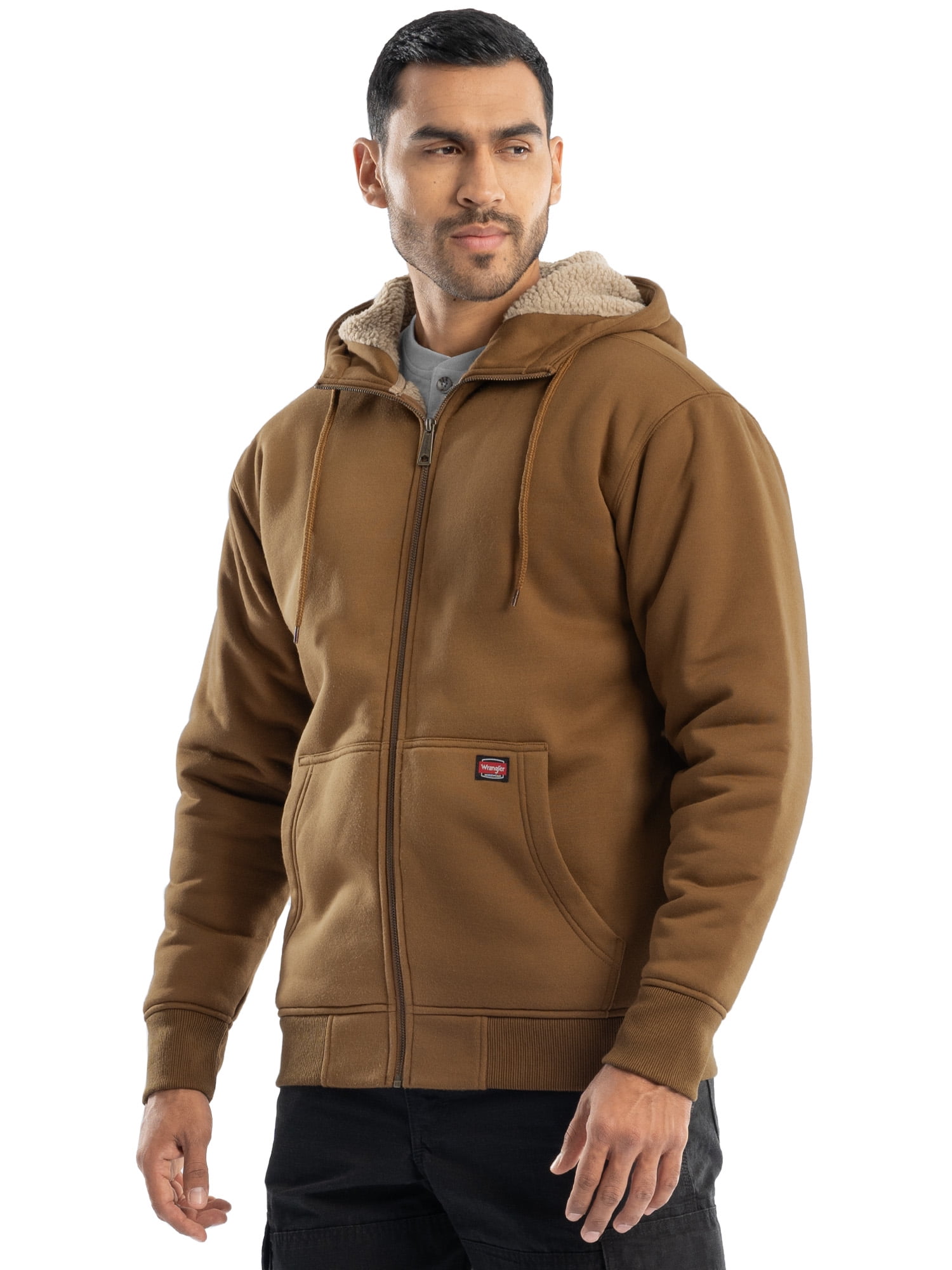Wrangler Workwear Men's Durable Quilted Zip-up Fleece Hooded Jacket, S-3XL (Men's and Big Men's)