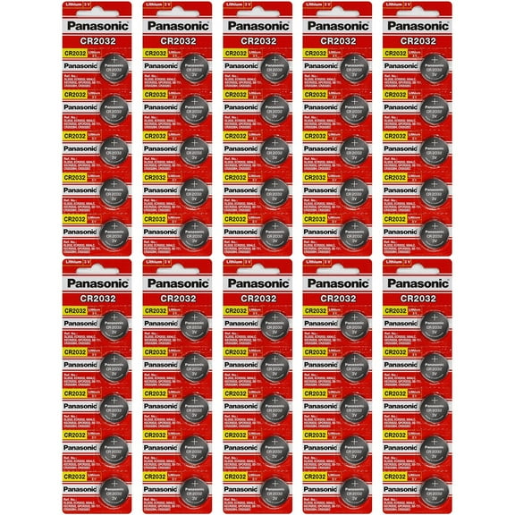 Panasonic CR2032 3 Volt Lithium Coin Cell Battery - 50 Batteries