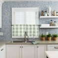 thumbnail image 3 of Sage Green White Buffalo Check Half Window Curtains 24 Inches Long, Farmhouse Plaid Window Treatment Curtain Drapes, Modern Geometric Short Window Tiers for Laundry Room Over Sink, 27.5"x24", 2 Panels, 3 of 6