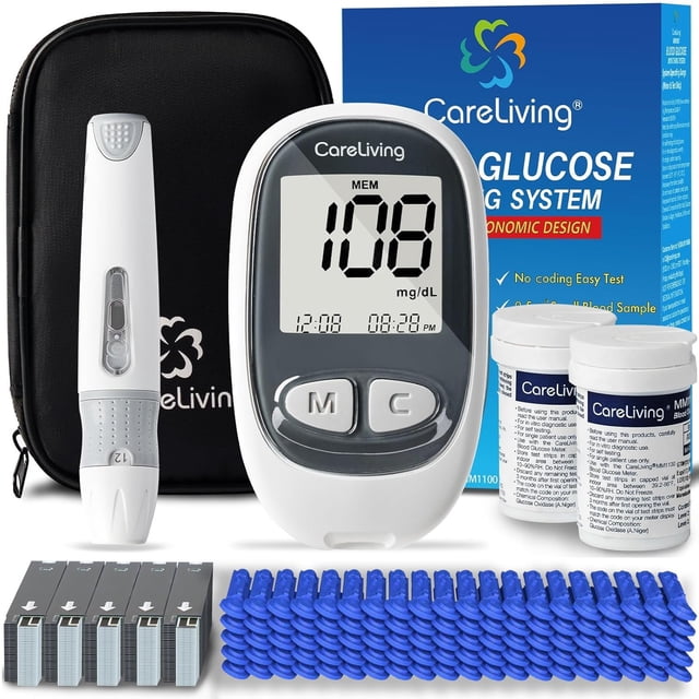 Kit de monitor de glucosa en sangre CARELIVING MM1100 +100 tiras