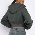 thumbnail image 4 of Diufon Women's Zip Up Cropped Hoodie Sweatshirts Fall Winter Trendy Long Sleeve Warm Jacket Casual Loose Coat, 4 of 7