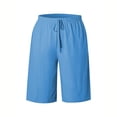 thumbnail image 6 of Women Lightweigh Shorts Drawstring Pull-on Wide Leg Straight Casual Short Pants Bermuda Shorts For Women Knee Length Wide Leg Summer Short Summer Beach Vacation Outfit Blue S, 6 of 7
