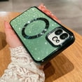 thumbnail image 5 of Compatible with iPhone 11 Magnetic Glitter Case, Luxury Plating Cute Bling Clear Phone Case, Compatible with MagSafe for Women Girls with Camera Protector Back Cover - Green, 5 of 10