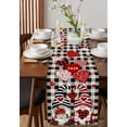 thumbnail image 4 of Valentine's Gnomes, Table Runner 72 Inches, Saint Country Red Love Rose Black Plaid Bed Runner Dresser Scarves Tabletop for Indoor Outdoor Parties/Ceremony/Banquet, 14" x 72", 4 of 8
