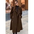 thumbnail image 5 of sicmoss Women's Coffee Double Breasted Wool Pea Coat Notch Lapel Midi Winter, 5 of 6