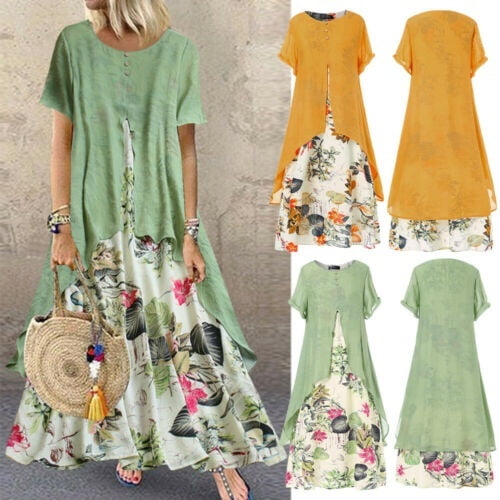 short sleeve cotton maxi dress
