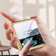thumbnail image 3 of For Samsung Z Flip 4 Case Ultra-Thin Tempered Glass Phone Case Protective Cover Fashion Electroplated PC Back Cover, 3 of 4