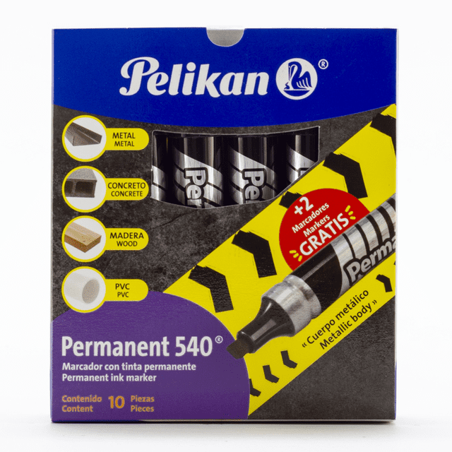 Marcador Permanente Pelikan 540 Caja con 10 Piezas Plumón Permanente