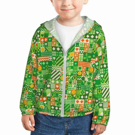 

Sun Hoodie for Kids St Patrick s Day6 Long Sleeve Swim Fishing Shirts Sun Protection Zip Up Jacket Clothing Athletic Hoodie
