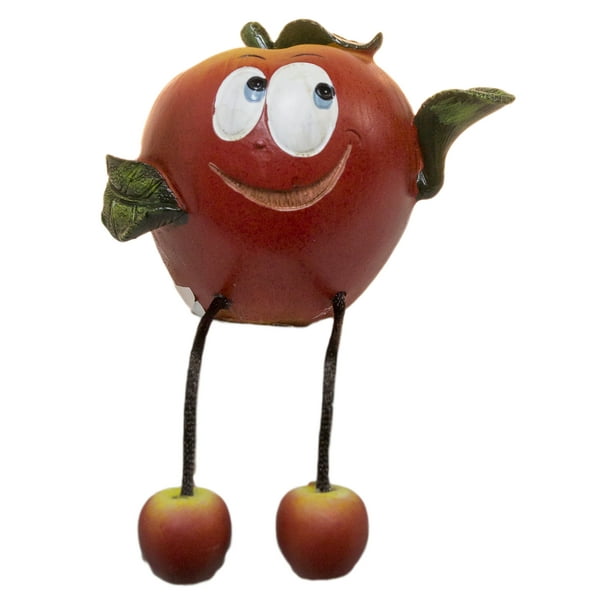 4 Inch Happy Fruit Shelf Sitter with Dangle Legs Apple