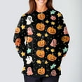 thumbnail image 4 of WTOBBY Halloween Themed Women's Workwear Jacket Tops with Long Sleeve Standing Collar Single Breasted Design - Casual Fashion Jacket for Nurses and Daily Professional Wear,Navy 4XL, 4 of 5