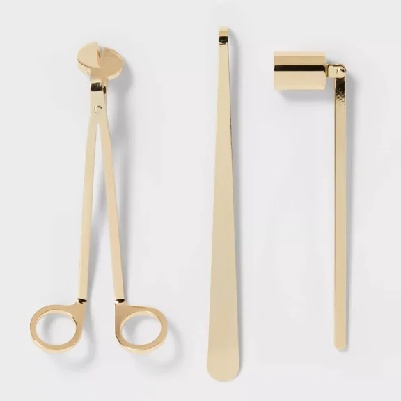 5.5" Wick Trimmer Snuffer and Wick Pusher Candle Holder Set : Elegant Stainless Steel Tools for Candle Care