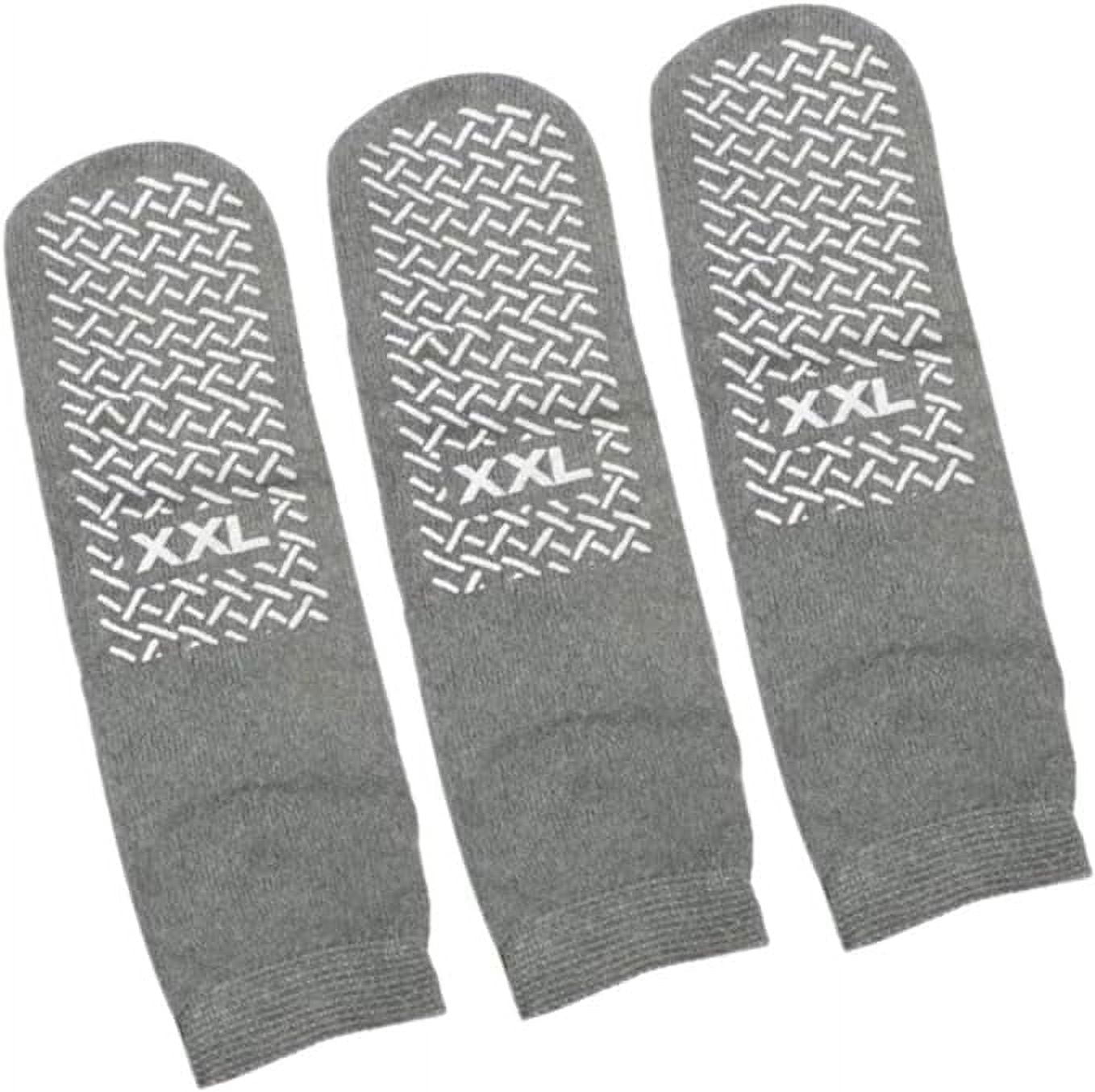 Comfort Axis 6 Pairs of Single Sided Non-Skid Travel Slipper Ankle Socks, Gray (XX-Large)